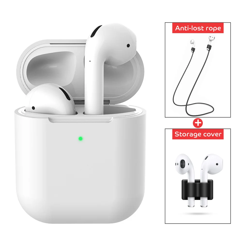 Комплект из 3 предметов, применимые беспроводные Bluetooth наушники Apple AirPods 2 второго поколения, силиконовый чехол, защитная коробка для хранения
