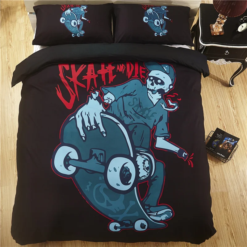 Devil 3d Bedding Set Skull Motorcycle Duvet Covers Pillowcases