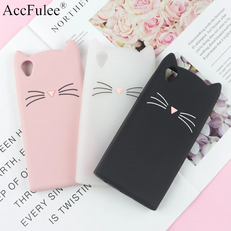 

3D Cartoon Glitter Cat Silicone Phone Case for Sony Xperia L1 L2 XA Ultra XA1 XA2 Ears Bearded Cat Soft Cover
