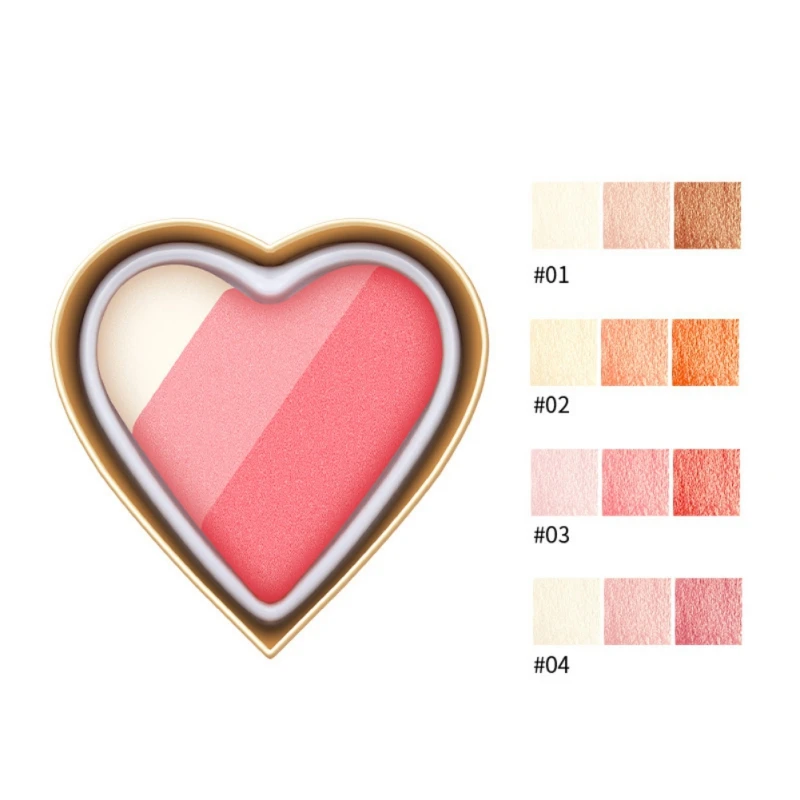 Гладкая палитра теней для век Shimmer Heart Shaped Blush Eye Shadow Makeup Cosmetic Blush Cream