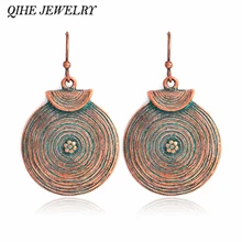 QIHE takı basit rustik mavi küpe Bohemian çingene takı Modern Minimal geometrik takı