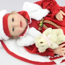 Новогодние куклы 22 дюйма 58 см силиконовые-reborn-младенцы кукла ручной работы красный кролик платье реалистичные детские игрушки для детей подарок