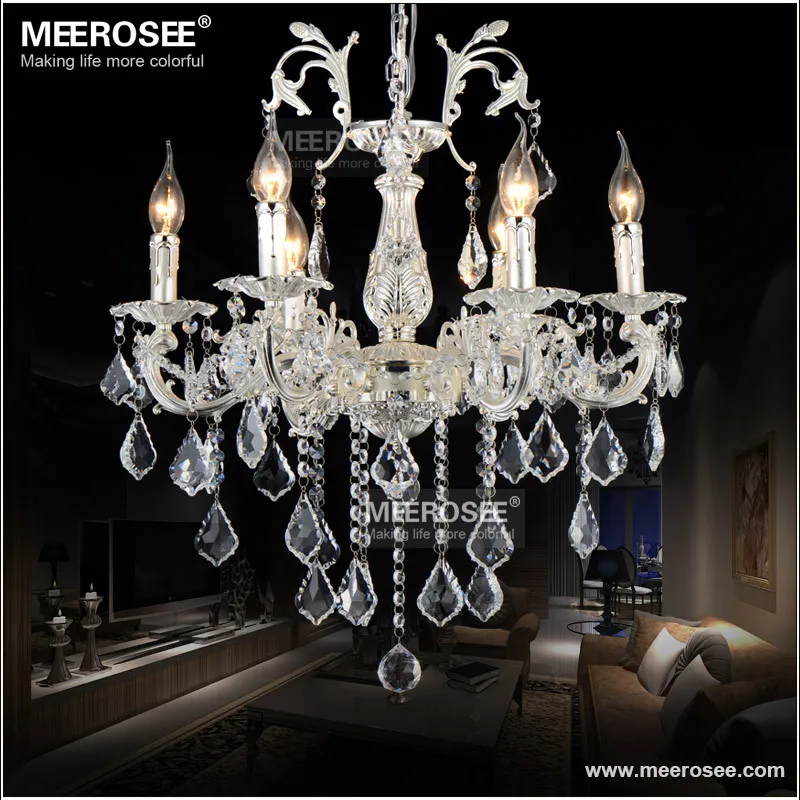 

6 Lights Silver Color Crystal Chandelier Light Fixture Crystal Lustre Lamp Villa Cristal Lighting