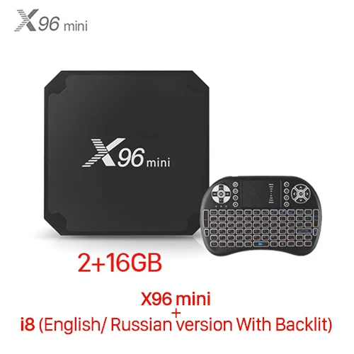 X96 Мини Android 7,1 2+ 16G/1+ 8G ТВ коробка Amlogic S905W Четырехъядерный 4K 100M LAN Поддержка 2,4 ГГц wifi H.265 декодер Android X96Mini Box - Цвет: 216X96Mini i8Russian