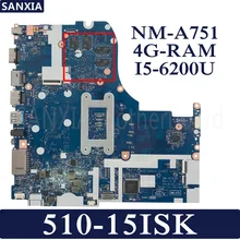 KEFU NM-A751 Laptop motherboard for Lenovo 510-15ISK Test original mainboard 4G-RAM I5-6200UU GT940MX