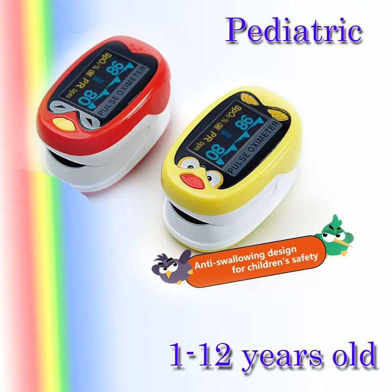 

Professional OLED Pediatric Pulse oximeter for Child Kids 1-12 years old SPO2 Blood Oxygen Monitor with Rechargeable Battery