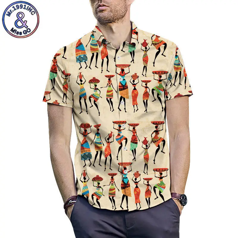 

2019 New Fashion Brand Clothing Short Sleeve Fancy Shirt Men Summer Shirt Indiana Print Hawaiian Shirt Plus Size Chemise Homme