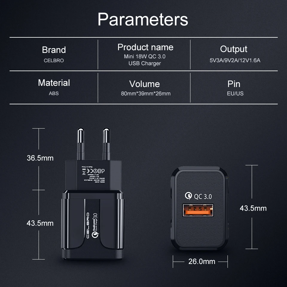18 Вт настенное зарядное устройство Быстрая зарядка QC 3,0 Usb зарядное устройство для мобильного телефона Быстрая зарядка для iPhone 11 Pro Max Xiaomi Mi 9 A3 huawei
