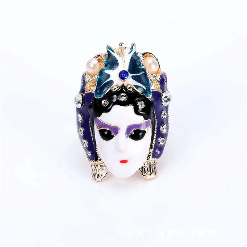 

Personality Chinese style Peking Opera Knife Madonna Butterfly Face Rings Men and women Fashion National style Jewelry Mask