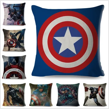 

Cartoon Marvel The Avengers Captain America Pillow Case Super Hero Anime Cushion Cover for Sofa Decor Linen Throw Pillowcase