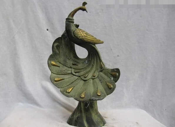 

USPS to USA S3394 Chinese Folk collection Old Bronze Gild phoenix phenix Bird Art Statue B0401
