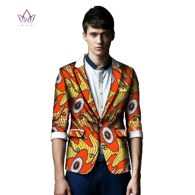 Африканский принт одежда Базен Riche элегантный блейзер мужской костюм куртка повседневный Блейзер африканские Дашики Одежда Плюс Размер 6XL BRW WYN126 - Цвет: 4