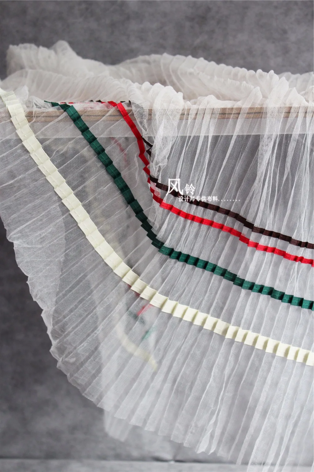 

Black Off white sewing & decorative tulle fabric 2 Yards/lot high end Stripe DIY pleat lace fabric pleated mesh gauze material!