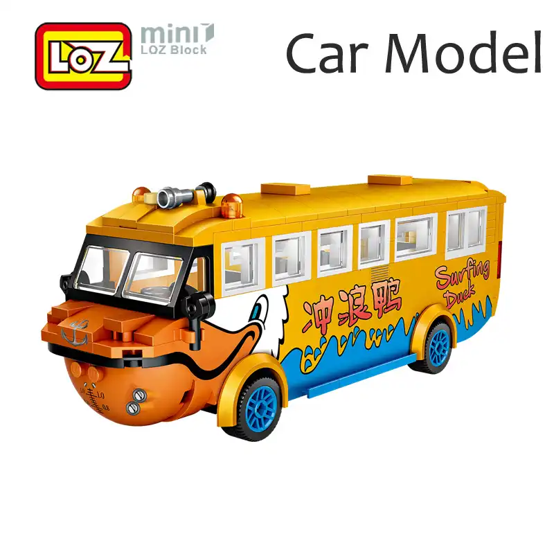 Loz Mini Voiture De Ville Modele 1 50 Bus Tourisme Haute Simulation Jouet Dessin Anime Jaune Canard Blocs De Construction Jouet Pour Enfants Cadeau Aliexpress