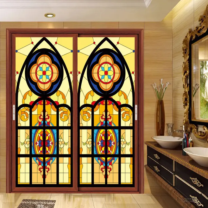 new custom size Church frosted stained glass window film Static Cling home foil door sticker PVC self-adhesive window films - Цвет: OS 56 40x60cm