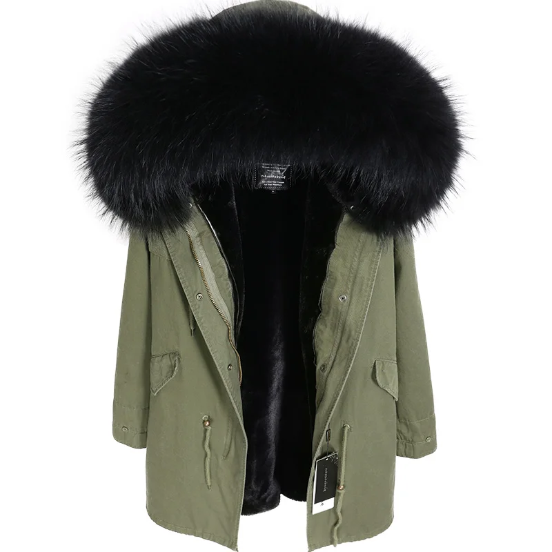Winter Jacket Women 2019 Real Fur Coat Long Parka Natural Raccoon Fur Collar Outerwear Black Streetwear 3 In 1 New Fashion Brand Winter Jacket Women 2019 Real Fur Coat Long Parka Natural Raccoon Fur Collar Outerwear Black Streetwear 3 In 1 New Fashion Brand