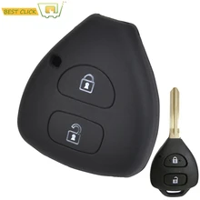 2 кнопки силиконовый чехол для ключей для Toyota Auris HiLux Corolla фортунер Прадо Verso Camry Yaris Vitz Vios Ractis Belta IQ IST