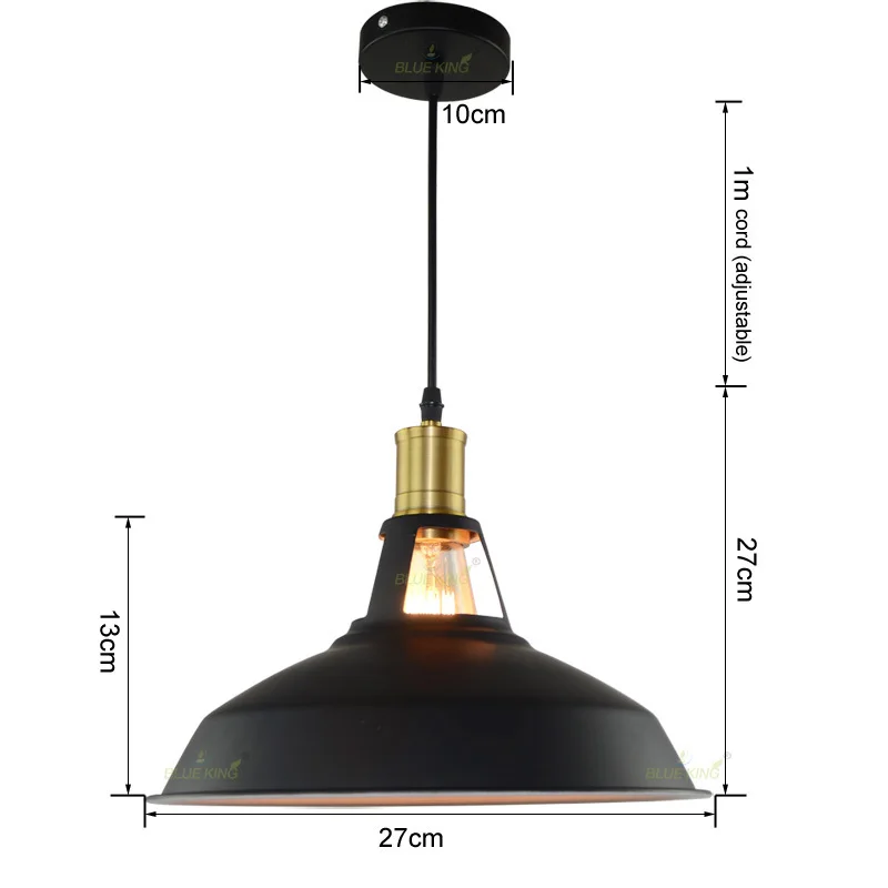 Blueking промышленных Barn мини металлический подвесной светильник dia.26.8cm E27 EDISON ЛАМПЫ