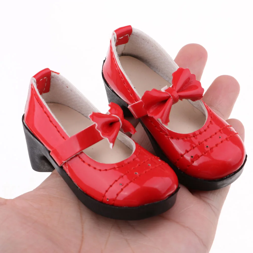 SD Shoes 1/3 BJD Shoes with Bowknot for Supper Dollfie DZ DOD MID Doll Red High Heels Party Outfit