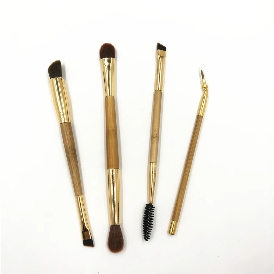 

Double-ended Eyeshadow Makeup Brush Set Bamboo T Brush Eye Blending Eyelash Eyeliner Angled Eyebrow Brush