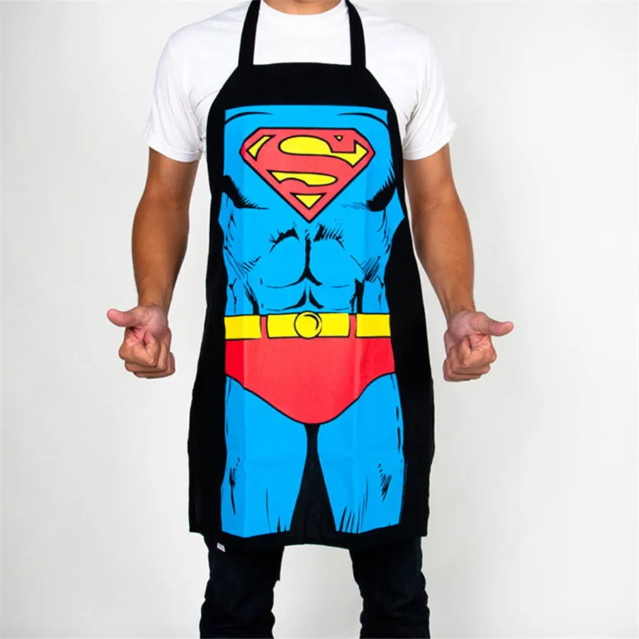 

Novelty Funny BBQ Cooking Aprons Spiderman Superman Character Costume Cosplay Party Cleaning Apron Bar Holiday Articles Gift
