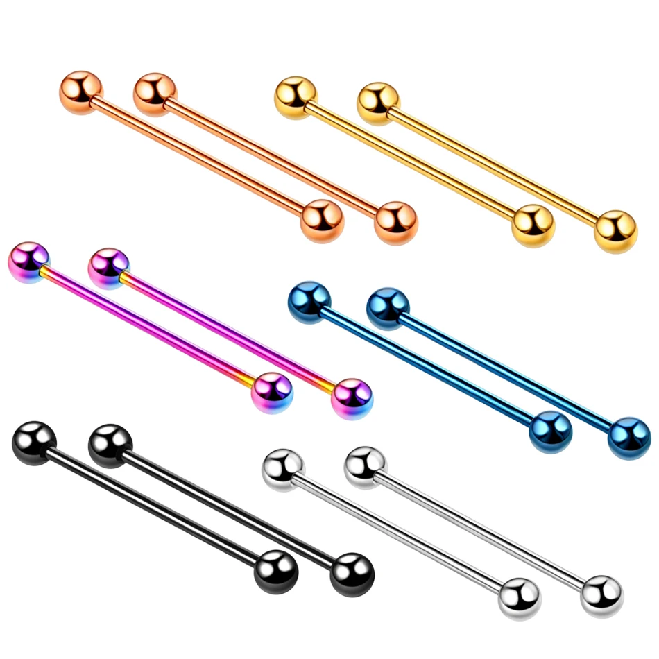 MODRSA 2 шт./лот прямые стержни беруши и тоннели промышленные ушные штанги пирсинг ушные затычки из нержавеющей стали ювелирные изделия для тела