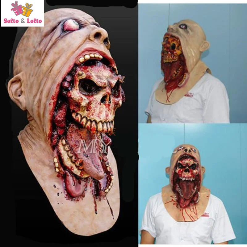 

Free Shipping Scary Zombie Evil Mask Toy Soft Rubber Halloween Party Costume Dress Make up Rot Bloody Horror Prank Joke Gifts