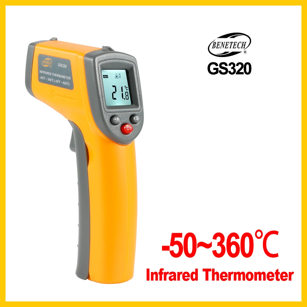 

Non contact Digital Laser infrared thermometer -50~360C (-58~680F) Themperature Pyrometer IR Laser Point Gun GS320-BENETECH