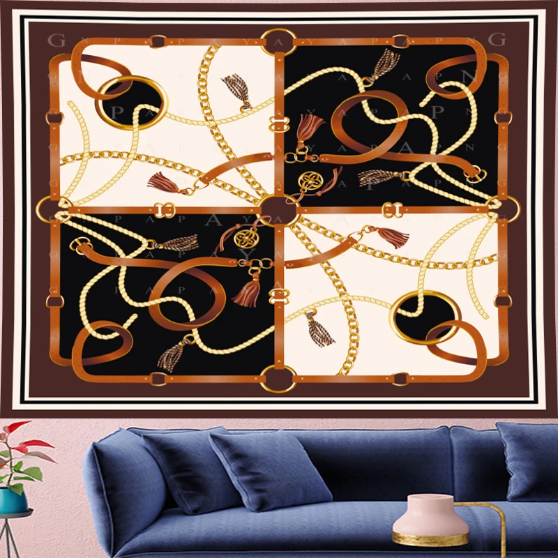 GN.PAPAYA Nordic Style Classical creative chain Tapestry Vintage Style Pattern Tapestries Retro flower Wall Hanging home  decor