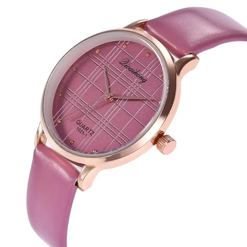 Темпераментные модные простые женские кварцевые часы Аналоговые простые деловые женские наручные часы Прекрасный Сувенир наручные часы# D - Цвет: Purple