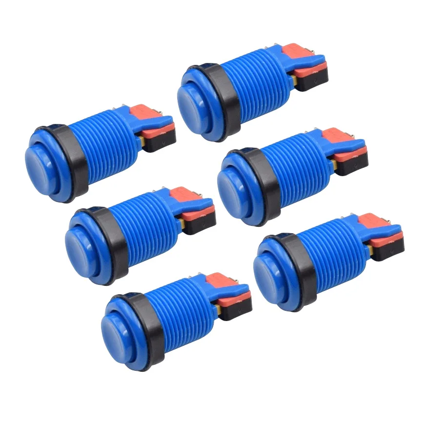 6 PCS High Quality Push Arcade Button Jamma Game Long Push Microswitch for Arcade Game Machine DIY Mult Color
