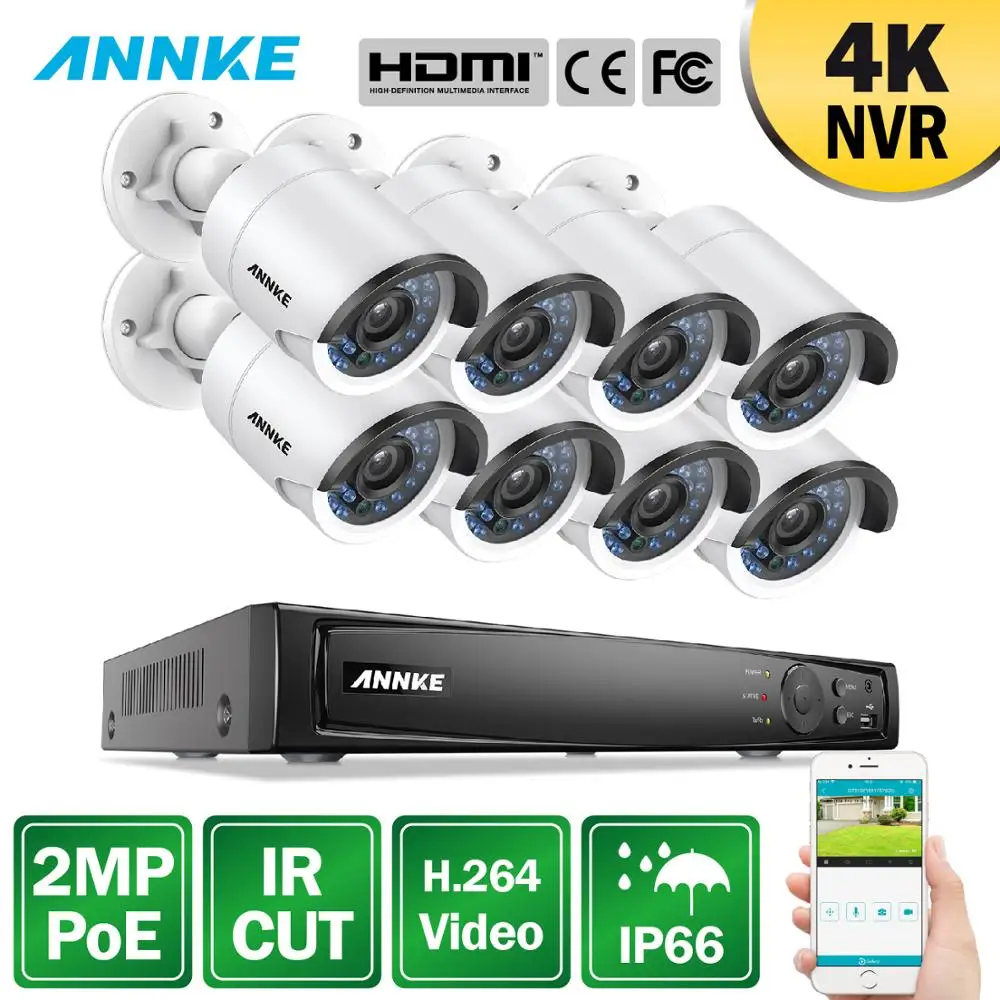 ANNKE 8CH 2MP Ultra HD POE сетевая видео система безопасности 4K H.265 NVR с 8 шт 30 м ночного