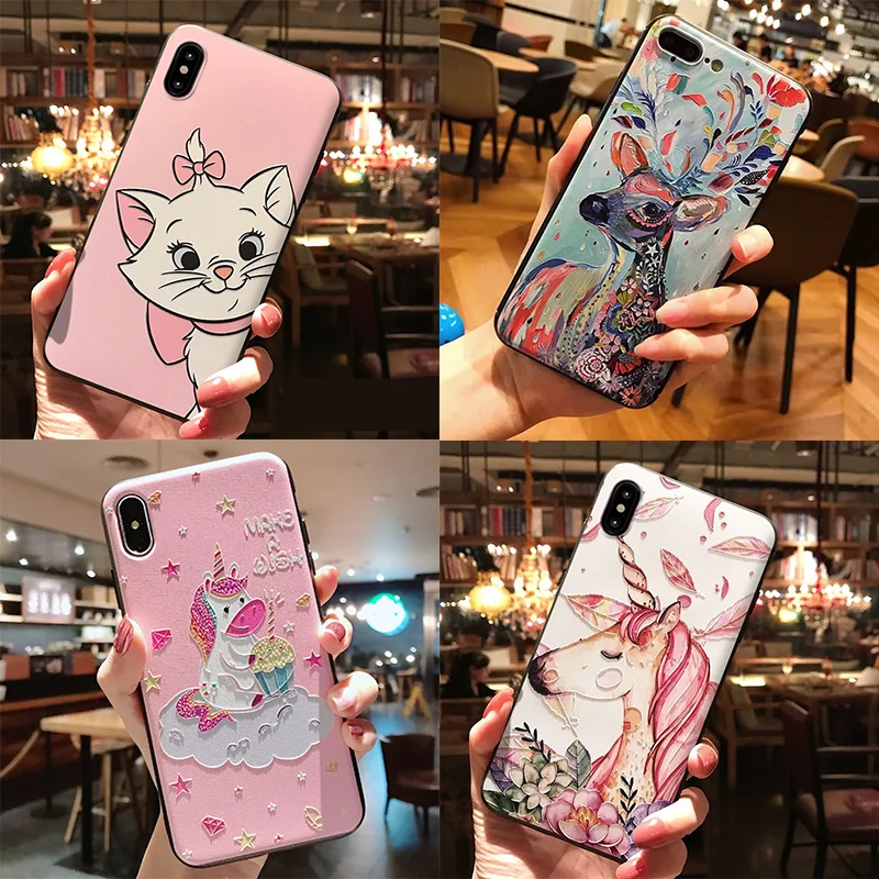 

For Huawei TPU P Smart 2019 P8 P9 P10 P20 Lite P30 Pro Mate 20 Pro mini Fashion Soft Lovely Unicorn Cover 3D Embossed Phone Case