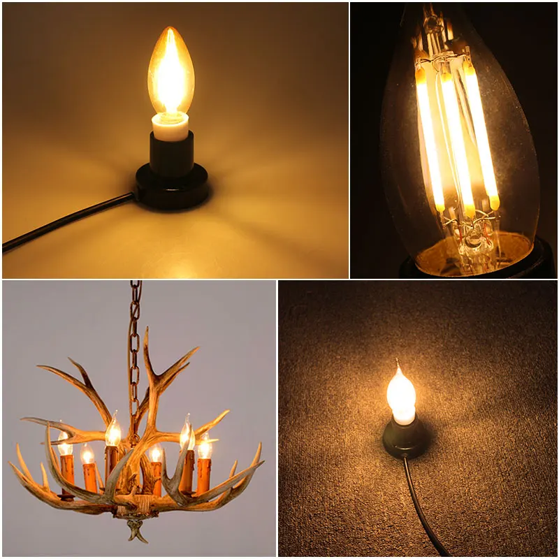 Светодиодная лампа накаливания E14 E27 2 Вт 4 6 220 В|candle lamp|e27 led filamentled e27 |