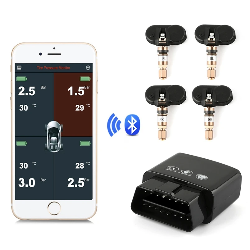Car Bluetooth Internal TPMS Tire Pressure Monitor System Manometer for Tire Automotive