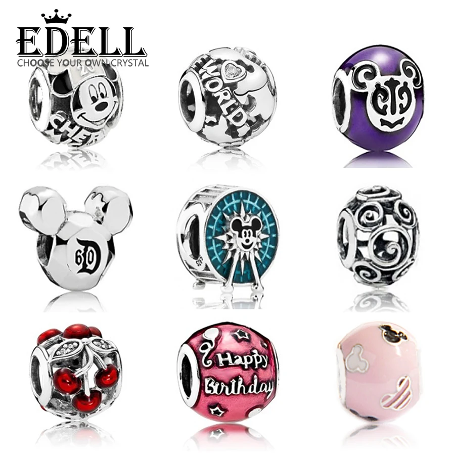 

EDELL Authentic 925 Sterling Silver Charm lovely Beads collocation bracelet DIY bangle Pearl string Jewelry Gift
