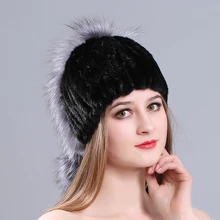 MIARA. L Новая женская Норковая шапка, модная шапка из меха серебристой лисы, зимняя модная теплая и толстая меховая шапка от производителя