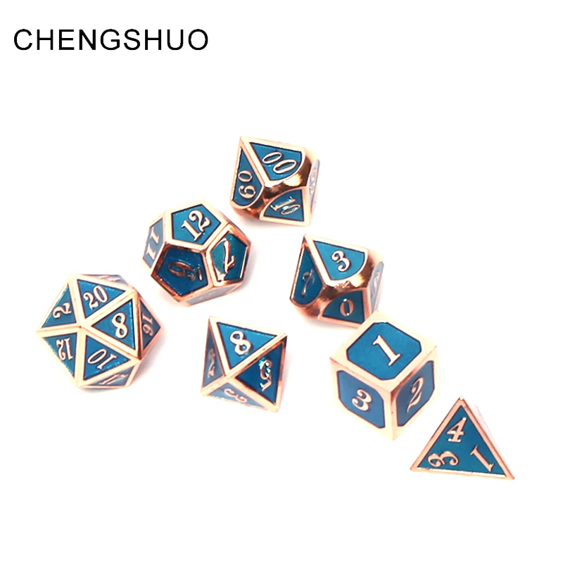 

Chengshuo dnd dice metal rpg polyhedral sets dungeons and dragons zinc alloy blue digital dices pattern table games d20 10 8 12