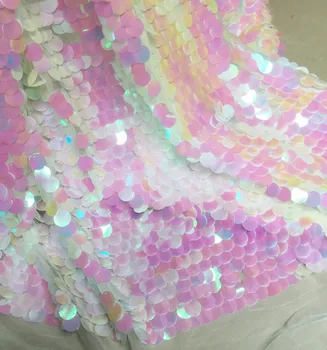 

Pink Color Laser Scales Mermaid Sequined Embroidery Fabric For Party Shows Background Bags Table Runners Clothes Shoes Decors
