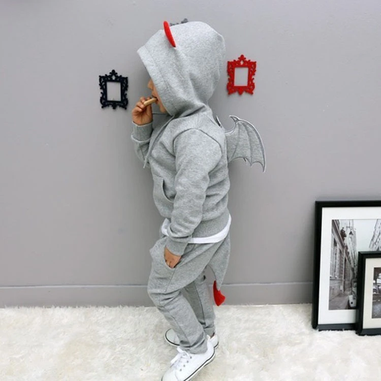 Conjunto de ropa deportiva de manga larga para bebé, traje informal de dibujos animados del diablo, regalos de Navidad, novedad de otoño de 2016|children set|boys clothes 2016clothing sets -
