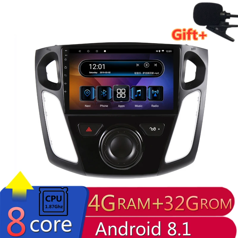 

9" 4G RAM 2.5D IPS 8 Core Android 8.1 Car DVD Multimedia Player GPS For Ford Focus 2 3 2012 2013 2014 2015 car radio navigation