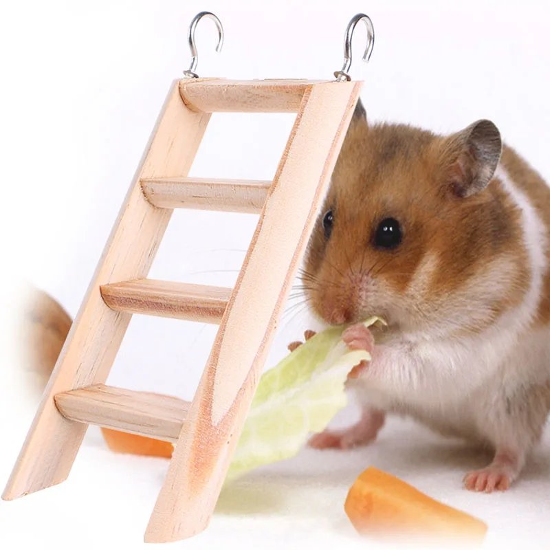 Wood Small Animal Toys Hamster Chew Toys Wooden Hanging Climbing Ladder