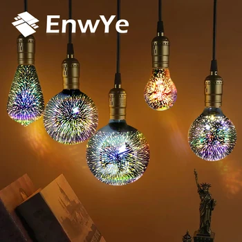 

EnwYe E27 LED Lamp Light Bulb 3D Decoration Bulb 110-240V Holiday Lights A60 ST64 G80 G95 G125 Novelty Lamp Christmas Decoration
