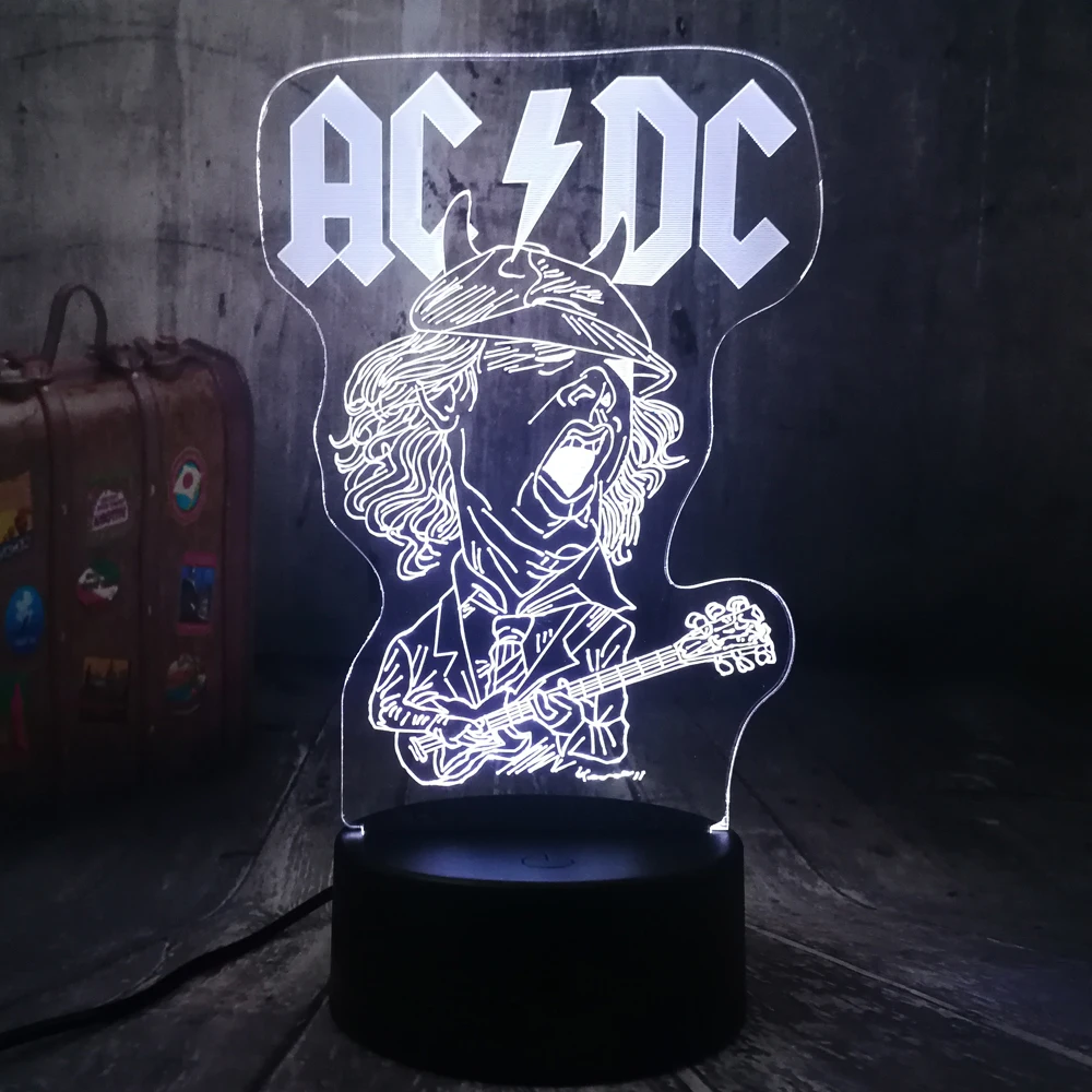 Прохладный AC/DC рок группа музыкальные вентиляторы лучший подарок светодиодный 3d-ночник USB лампа настольная акриловая комната Домашний декор День рождения Рождественский подарок