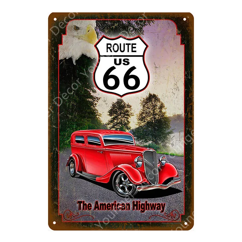 Route 66 США Мотоцикл Винтажные металлические знаки металлические пластины кафе Паб Клуб домашний Декор стены Олово плакат ретро доска YH050 - Цвет: YD7354H