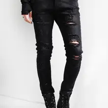 M-XXL нарасхват весенний хлопковый костюм для Мужская Мода Cultivate One's Morality для отдыха колено отверстие джинсы Джокера