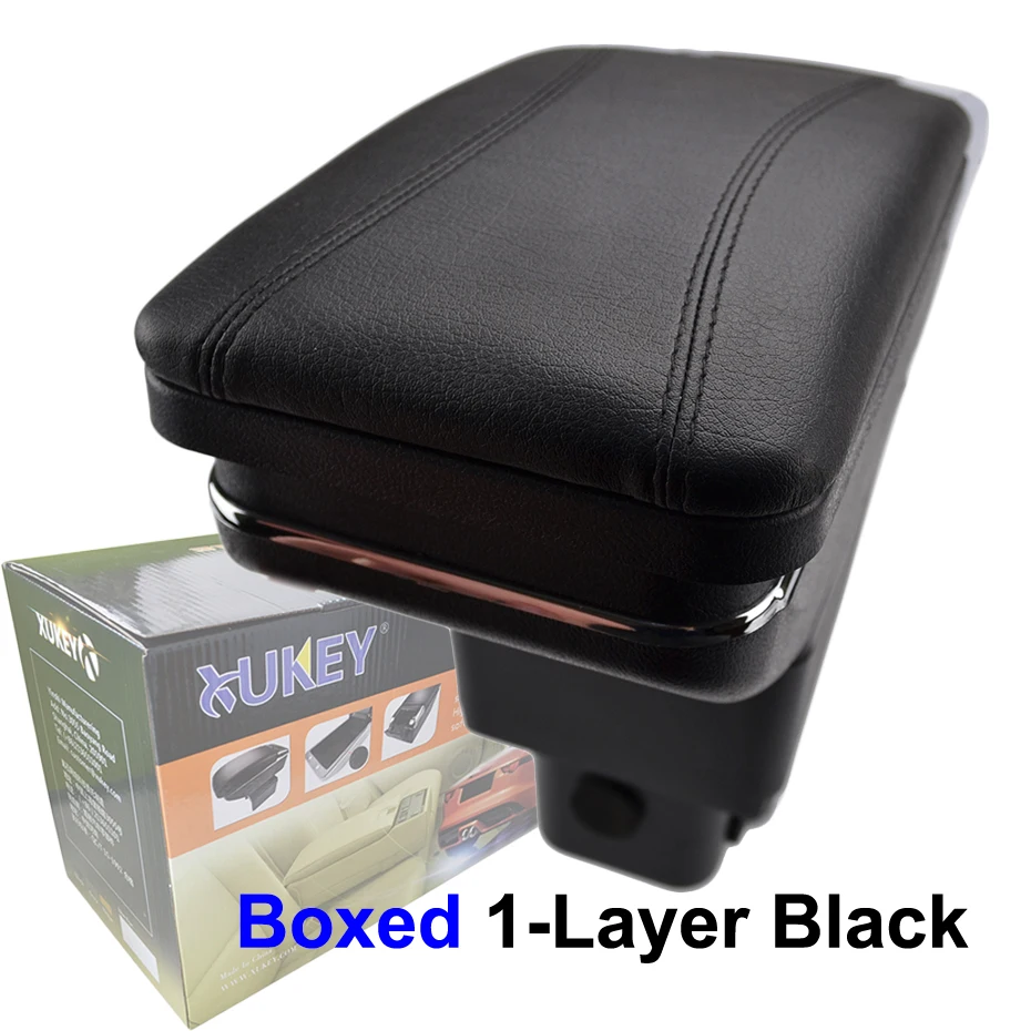 Xukey центральный подлокотник для Honda Fit Jazz 2009-2013 консоль Центр черный ящик для хранения автомобиля Стайлинг пепельница 2011 2012 - Название цвета: Boxed 1-Layer Black