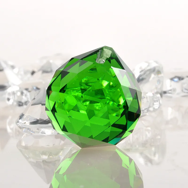 Green 30mm K9 Faceted Crystal Ball Glass Chandelier Crystal Parts Prisms feng shui Suncatcher Rainbow Lighting Ball Home Decor (5)