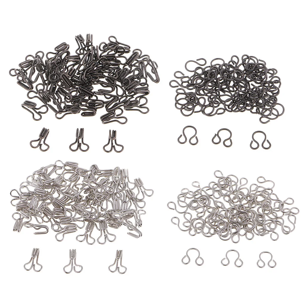 100 Sets Hook & Eye Bra Fastener Metal Dress Skirt Sew on Replacement Repair