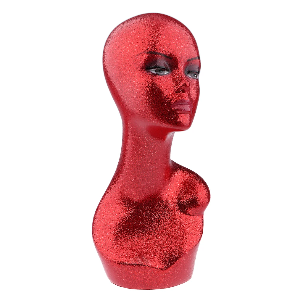 Glitter Mannequin PVC Manikin Head Realistic Mannequin Head Bust Wig Head Stand for Wigs Jewelry Display Making Styling